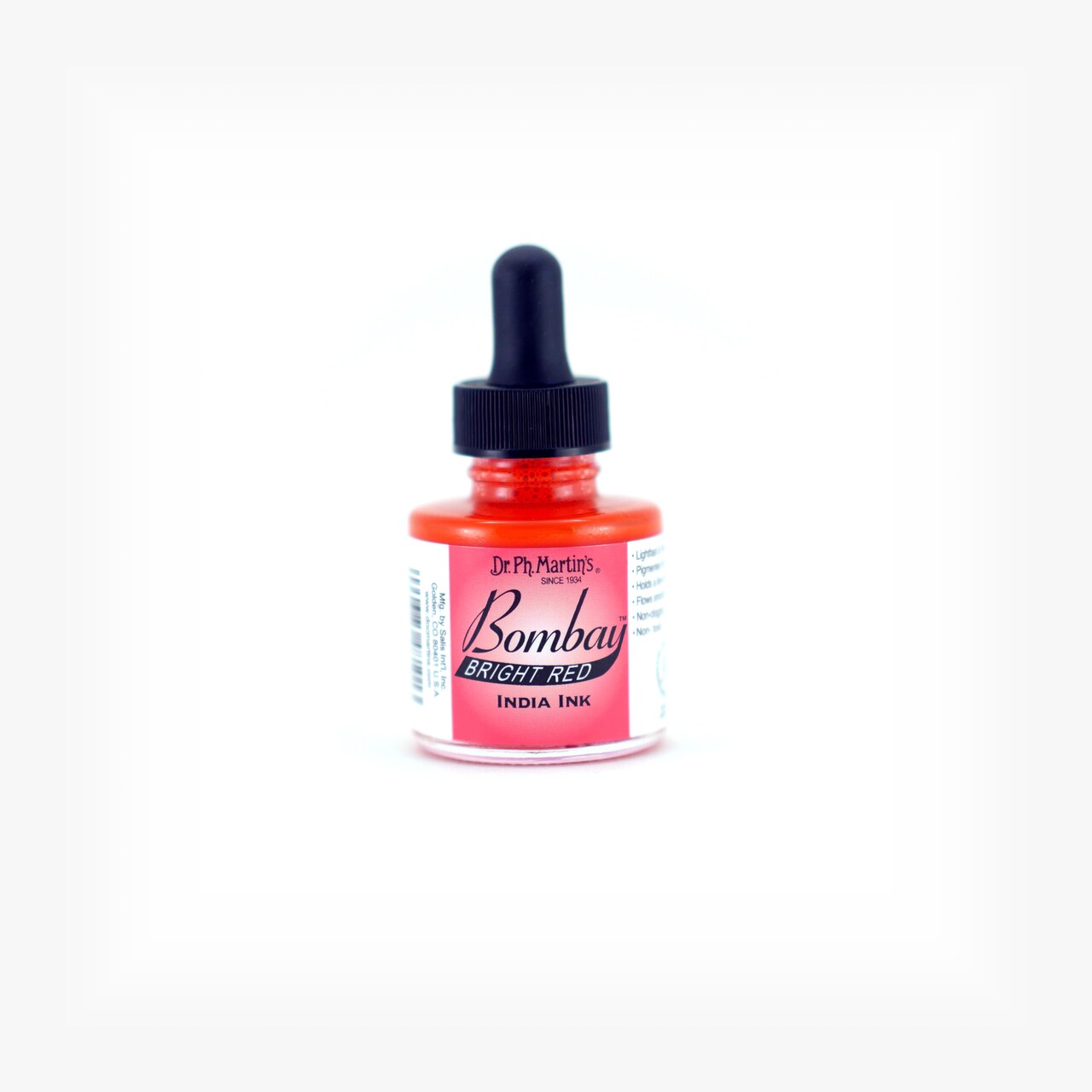 Dr. Ph. Martin's® Bombay India Ink, 1.0 US fl oz, 10BY Bright Red, 1 Bottle